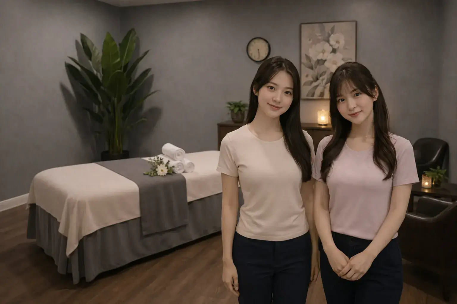 Couple private room massage with two friendly therapists at Susie Spa in La Habra